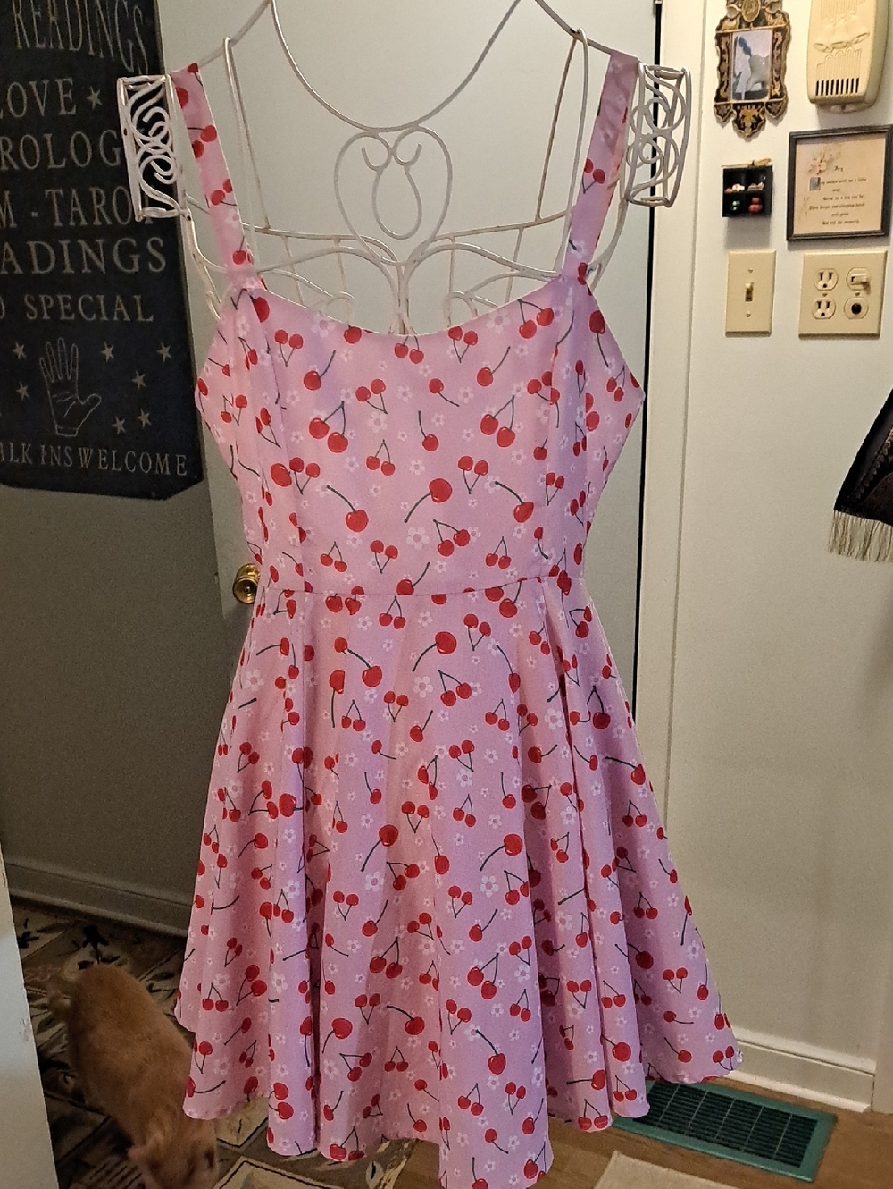 Sugar Thrillz Cherry Print Sun Skater Dress, Sz M